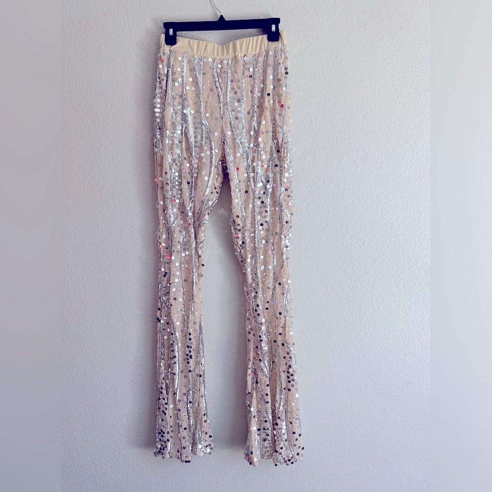 Sequin silver flares! NWOT